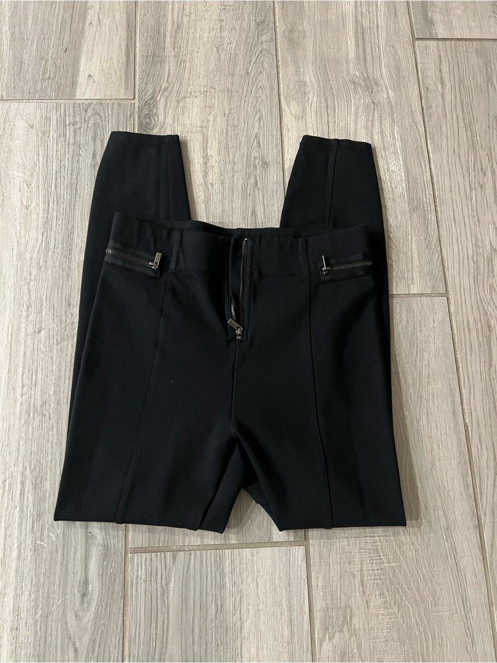 Abercrombie & Fitch Black Slim Ponte Leggings with Front Zippers